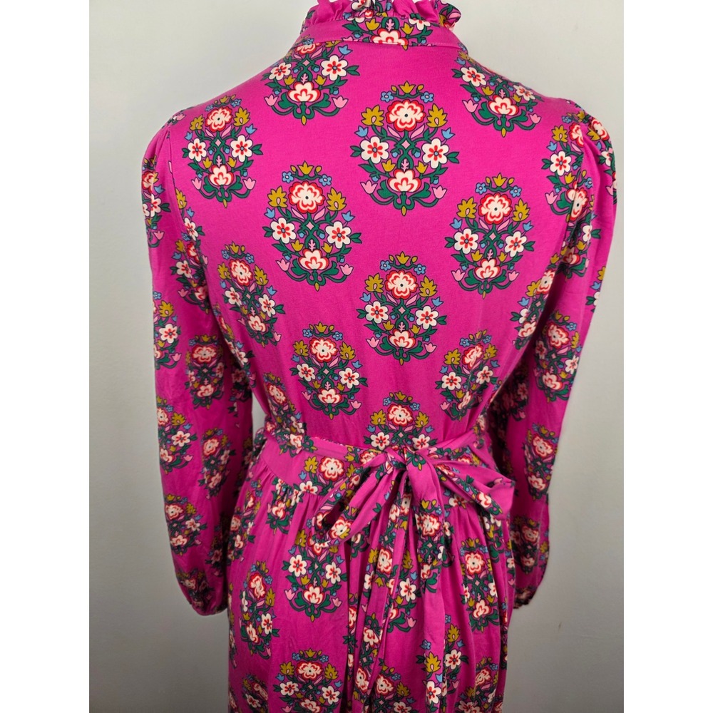 Boden Willow Tiered Jersey Dress Pink Floral Maxi Long Sleeve Modest 8R D1230 - Picture 8 of 10